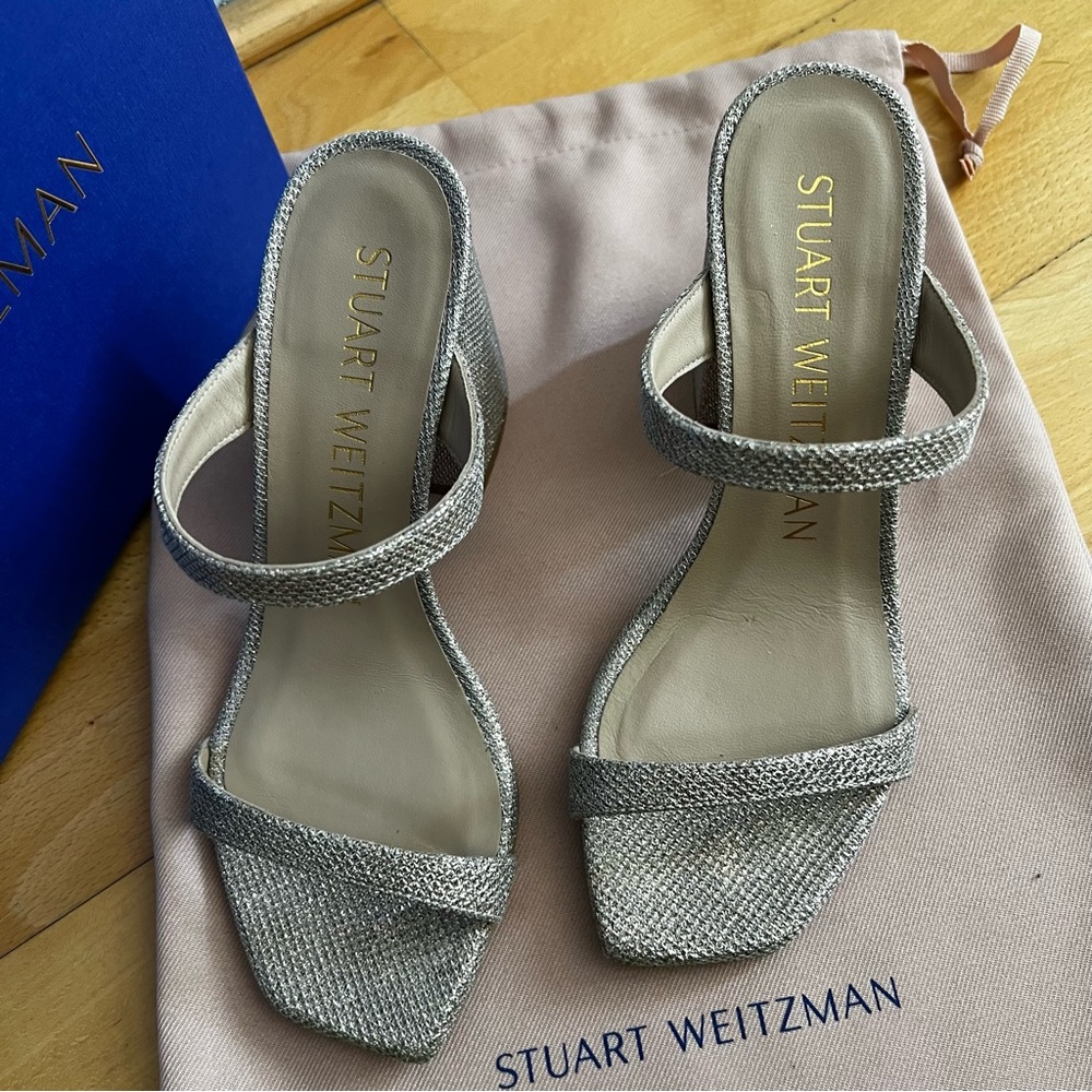 Stuart Weitzman Flareblock 85 Slide Sandal In Pou… - image 7